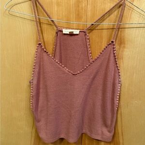 PacSun Mauve tank with Pom-Pom Trim